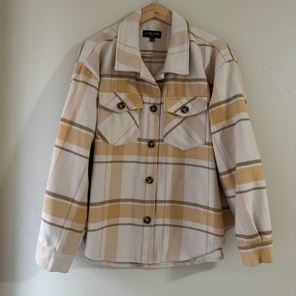 LoveTree Jackets & Blazers - BOGO 50% OFF | Pale Yellow Plaid Shacket